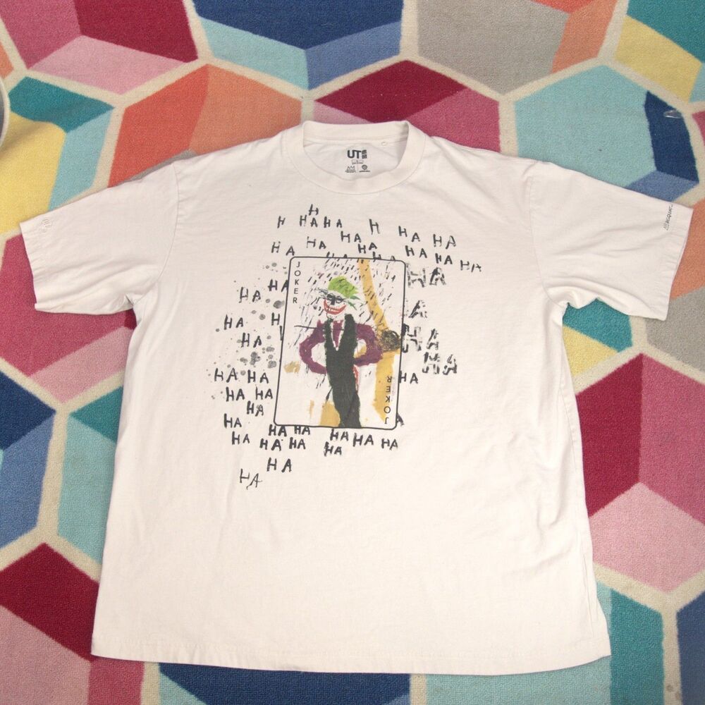 Uniqlo X DC Comics Basquiat Shirt LARGE Beige Joker Warner Brothers‎